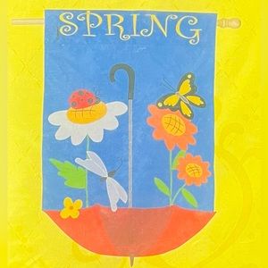 Evergreen spring floral umbrella decorative outdoor appliqué flag NEW